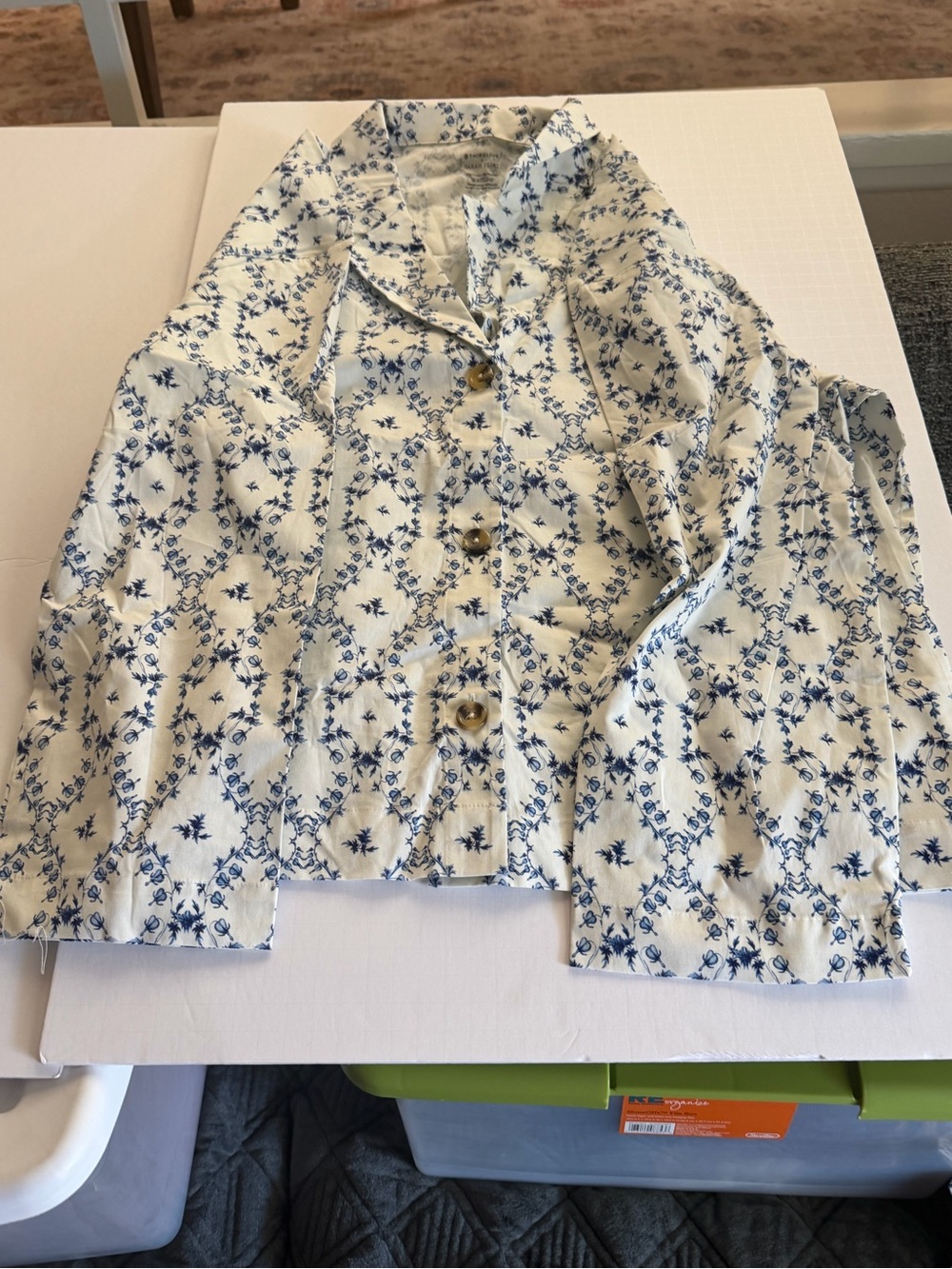 ThirdLove Cream Top with Blue Floral Print light material perfect for summer